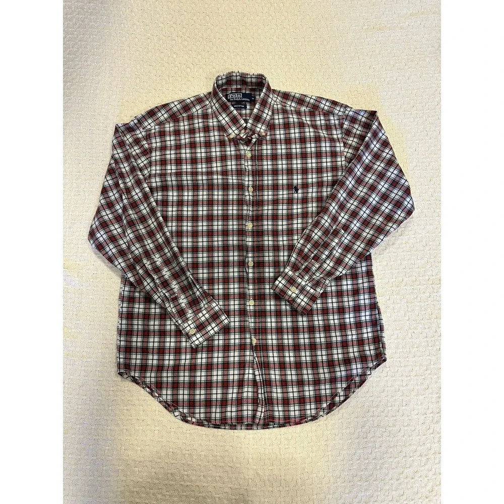 Polo Ralph Lauren‎ Men's Shirt Medium Plaid Button Down Long Sleeve 100% Cotton